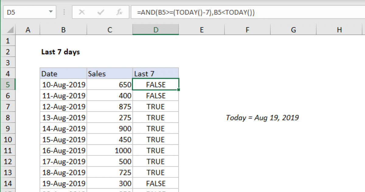 Last n days Excel formula Exceljet